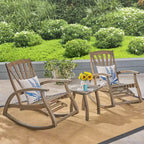 Christopher Knight Home Sunview Outdoor Acacia Wood 3 Piece Recliner Rocking Chair Chat Set