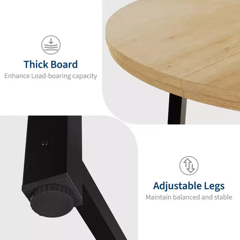 47-inch Round Dining Table with Metal Frame