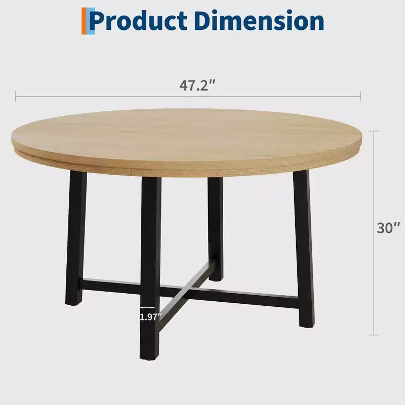 47-inch Round Dining Table with Metal Frame