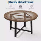 47-inch Round Dining Table with Metal Frame