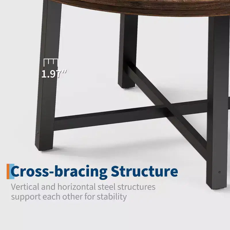 47-inch Round Dining Table with Metal Frame