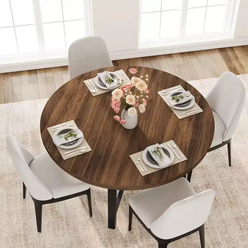 47-inch Round Dining Table with Metal Frame