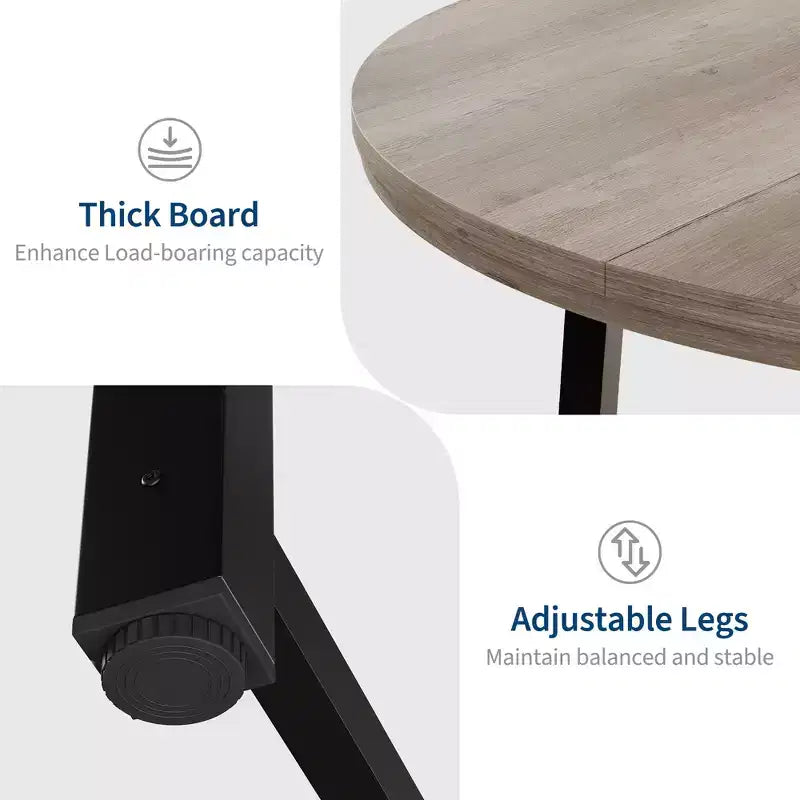 47-inch Round Dining Table with Metal Frame