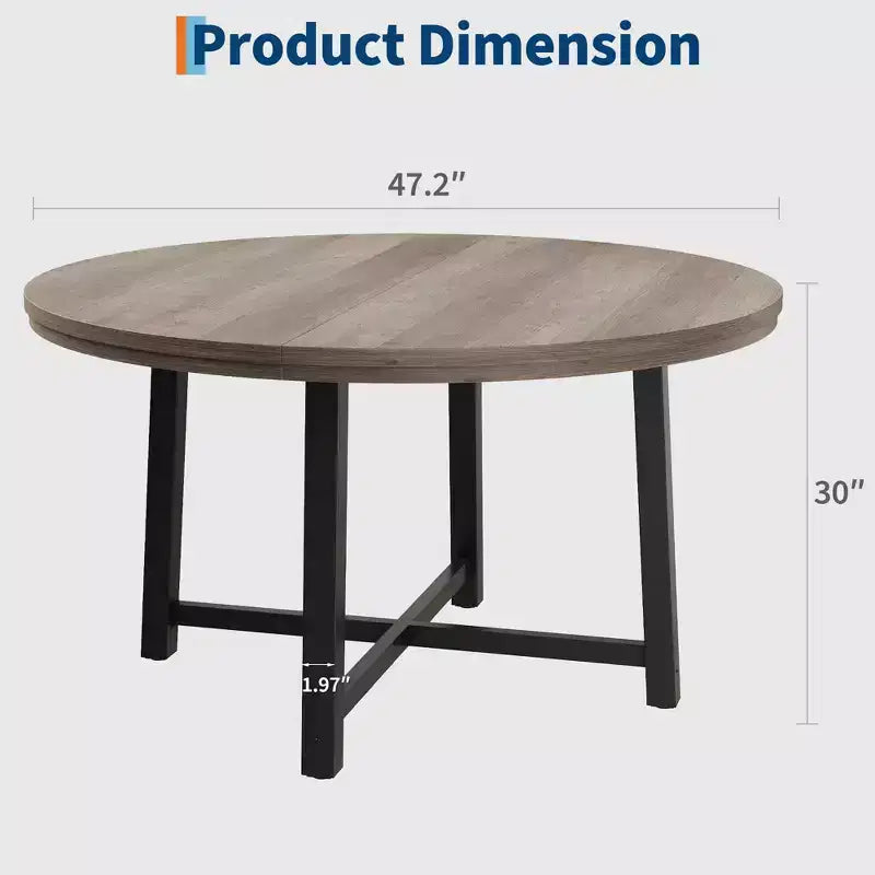 47-inch Round Dining Table with Metal Frame