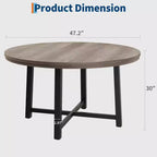 47-inch Round Dining Table with Metal Frame