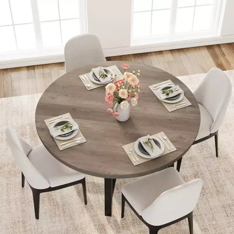 47-inch Round Dining Table with Metal Frame