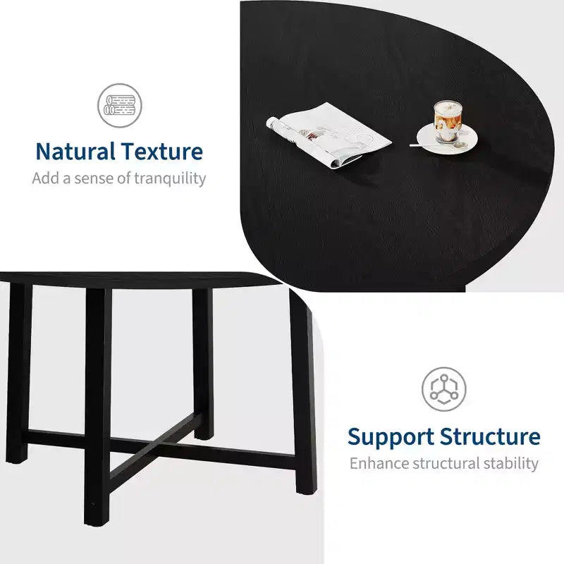 47-inch Round Dining Table with Metal Frame