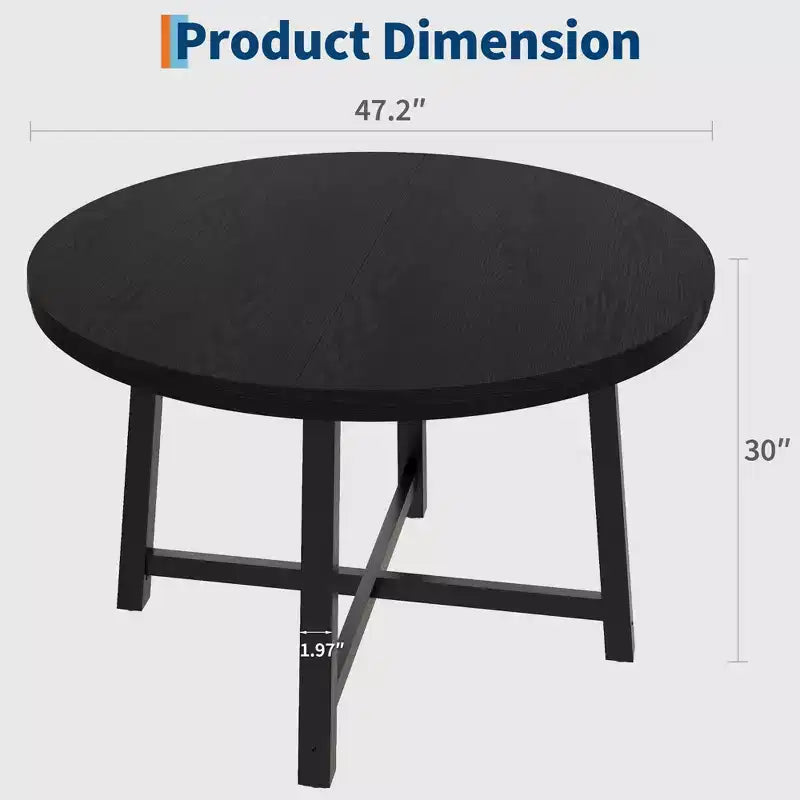 47-inch Round Dining Table with Metal Frame