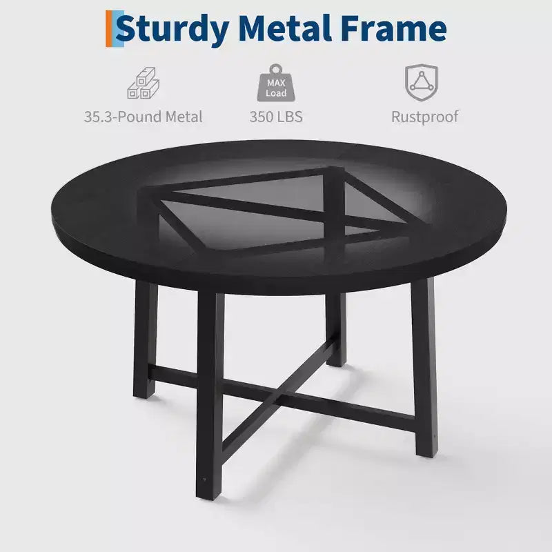 47-inch Round Dining Table with Metal Frame