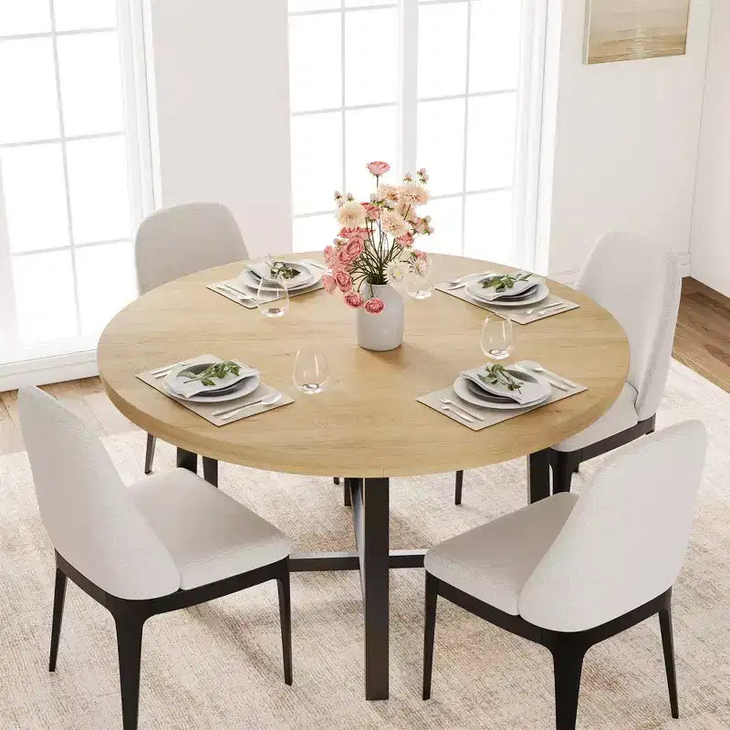 47-inch Round Dining Table with Metal Frame
