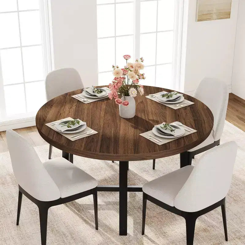 47-inch Round Dining Table with Metal Frame