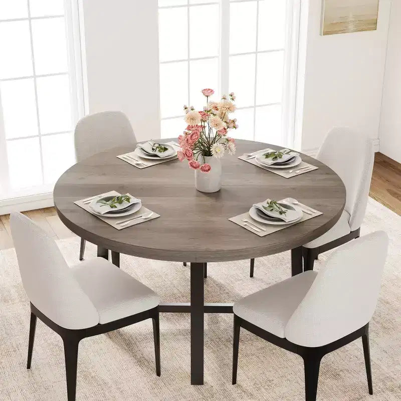 47-inch Round Dining Table with Metal Frame