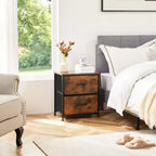 2-Drawer Fabric Dresser with Steel Frame and Wood Top