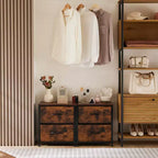 2-Drawer Fabric Dresser with Steel Frame and Wood Top