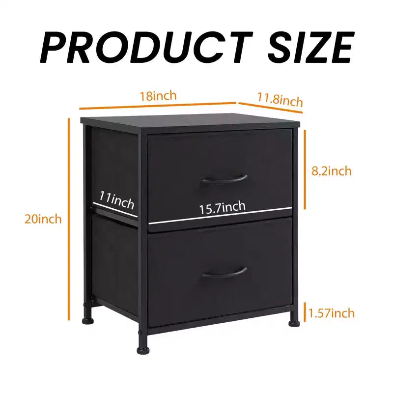 2-Drawer Fabric Dresser with Steel Frame and Wood Top