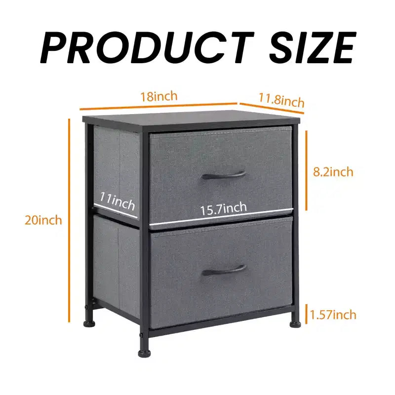 2-Drawer Fabric Dresser with Steel Frame and Wood Top