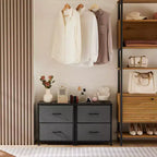 2-Drawer Fabric Dresser with Steel Frame and Wood Top