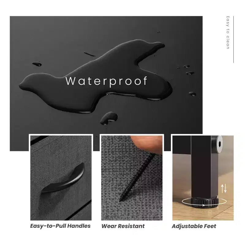2-Drawer Fabric Dresser with Steel Frame and Wood Top