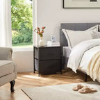 2-Drawer Fabric Dresser with Steel Frame and Wood Top