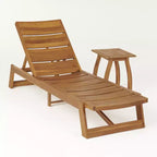 Christopher Knight Home Bruce Outdoor-Set aus verstellbarer Chaiselongue und Tisch aus Akazienholz mit Latten-Design