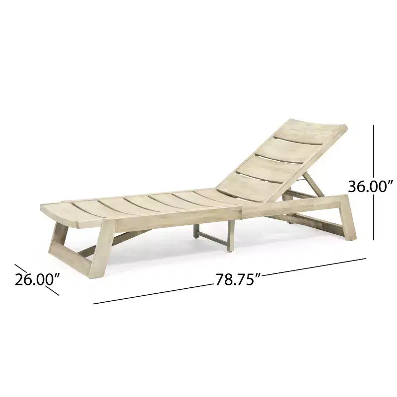Christopher Knight Home Bruce Outdoor-Set aus verstellbarer Chaiselongue und Tisch aus Akazienholz mit Latten-Design