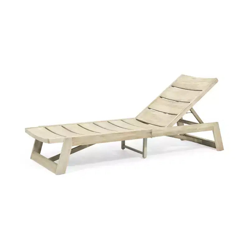 Christopher Knight Home Bruce Outdoor-Set aus verstellbarer Chaiselongue und Tisch aus Akazienholz mit Latten-Design