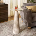 Tall Round Ceramic Side Table with Iron Frame – Beige