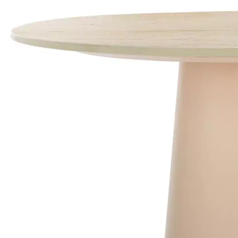 Tall Round Ceramic Side Table with Iron Frame – Beige