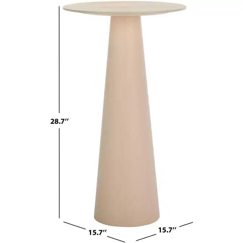 Tall Round Ceramic Side Table with Iron Frame – Beige