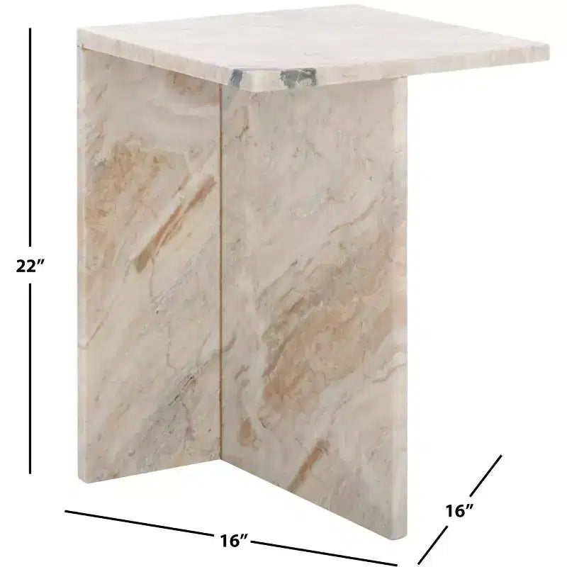 Square Marble Side Table - Gray