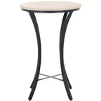 Saxony Travertine Side Table - ACC3731A - Beige/Black - Safavieh