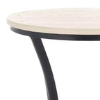 Round Iron and Marble Accent Table - Beige & Black