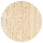 Round Iron and Marble Accent Table - Beige & Black