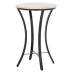 Round Iron and Marble Accent Table - Beige & Black