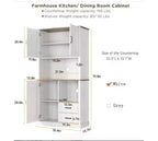 Tall Freestanding Pantry Cabinet with 2 Drawers, 3 Cabinet Doors and Open Microwave Shelf