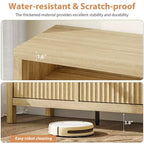 65-Inch Fluted Storage Cabinet with Adjustable Shelves and Gold Handles