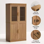 Freestanding Wood Pantry Cabinet with Shelves and Doors