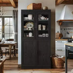 Freestanding Wood Pantry Cabinet with Shelves and Doors