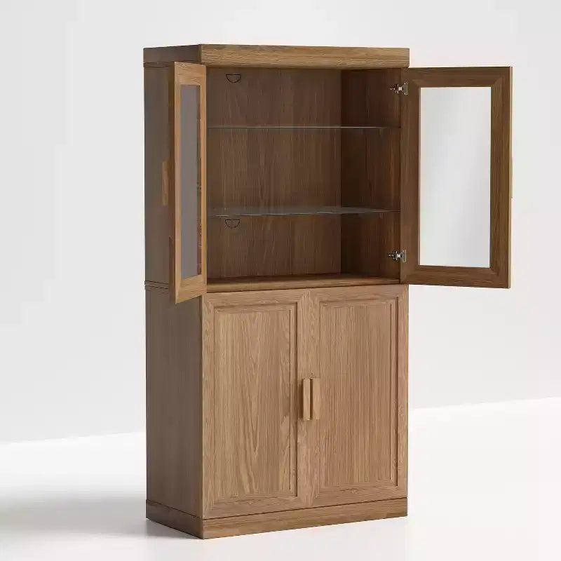Freestanding Wood Pantry Cabinet with Shelves and Doors