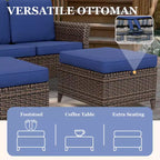Ensemble de mobilier de patio extérieur Ocean Vista EAGLE PEAK de 5 pièces, ensemble de conversation en osier varié avec coussins