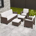 Ensemble de mobilier de patio extérieur Ocean Vista EAGLE PEAK de 5 pièces, ensemble de conversation en osier varié avec coussins