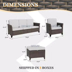 Ensemble de mobilier de patio extérieur Ocean Vista EAGLE PEAK de 5 pièces, ensemble de conversation en osier varié avec coussins