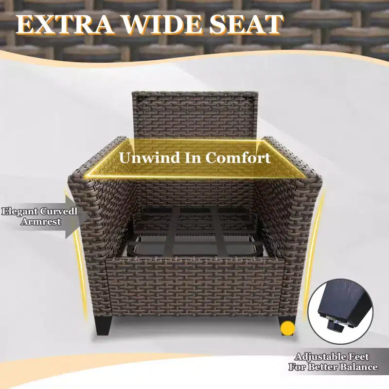 Ensemble de mobilier de patio extérieur Ocean Vista EAGLE PEAK de 5 pièces, ensemble de conversation en osier varié avec coussins