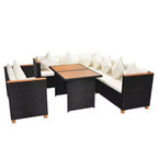 Ensemble de mobilier de patio vidaXL de 5 pièces en polyrotin noir et blanc crème