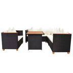 Ensemble de mobilier de patio vidaXL de 5 pièces en polyrotin noir et blanc crème