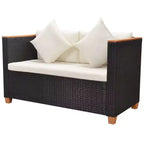 Ensemble de mobilier de patio vidaXL de 5 pièces en polyrotin noir et blanc crème
