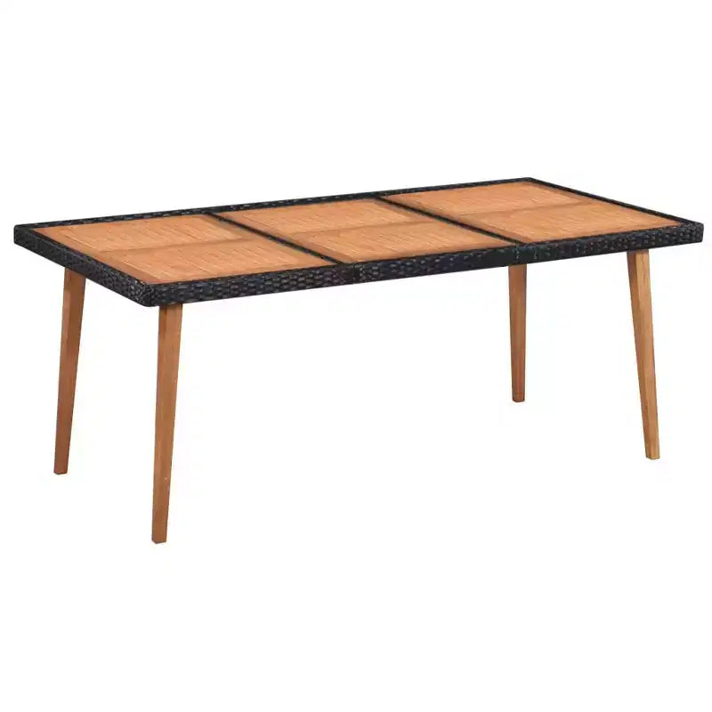 vidaXL 9 Piece Outdoor Dining Set in Poly Rattan - Black and Brown - Includes Large Dining Table and 8 Chairs - Retro Style Patio Furniture