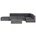 vidaXL Patio Lounge Set - 6-Piece Poly Rattan Gray Sectional Sofa Set with Coffee Table and Ottoman - Comfortable Outdoor Seating with Cushions