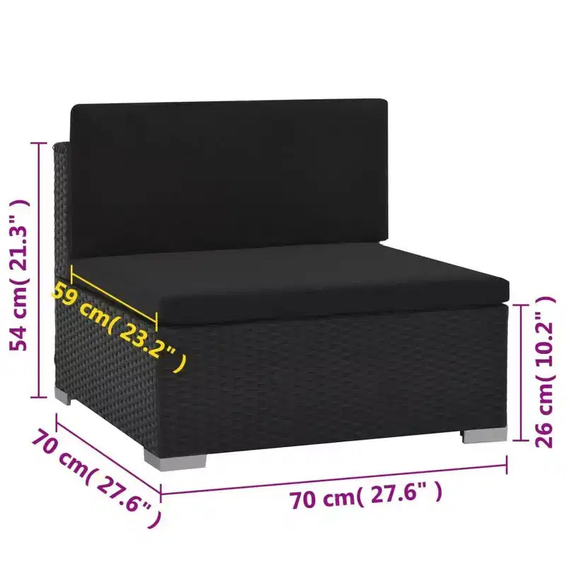 vidaXL Sofagarnitur, schwarz, aus PE-Rattan, großes modulares Garten-Lounge-Set