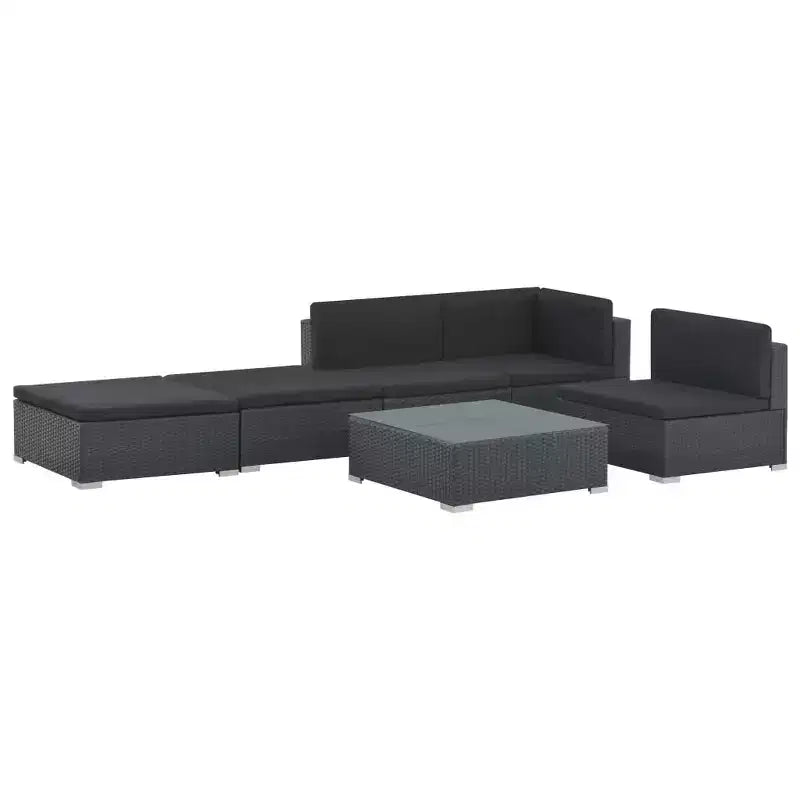 vidaXL Sofagarnitur, schwarz, aus PE-Rattan, großes modulares Garten-Lounge-Set